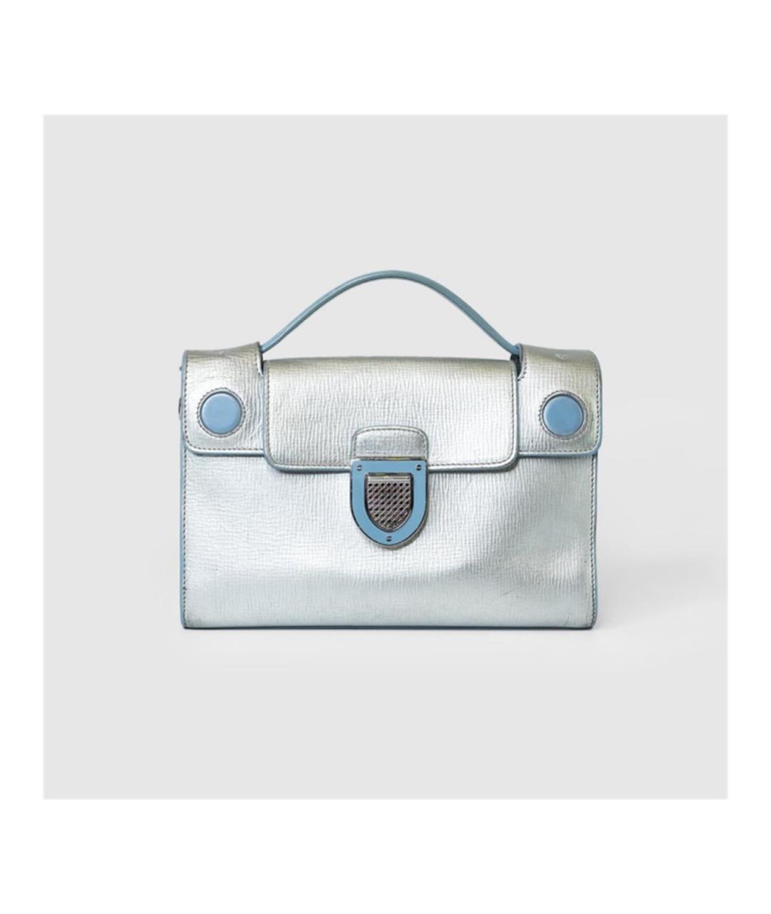 CHRISTIAN DIOR Серебряная кожаная сумка с короткими ручками, фото 2