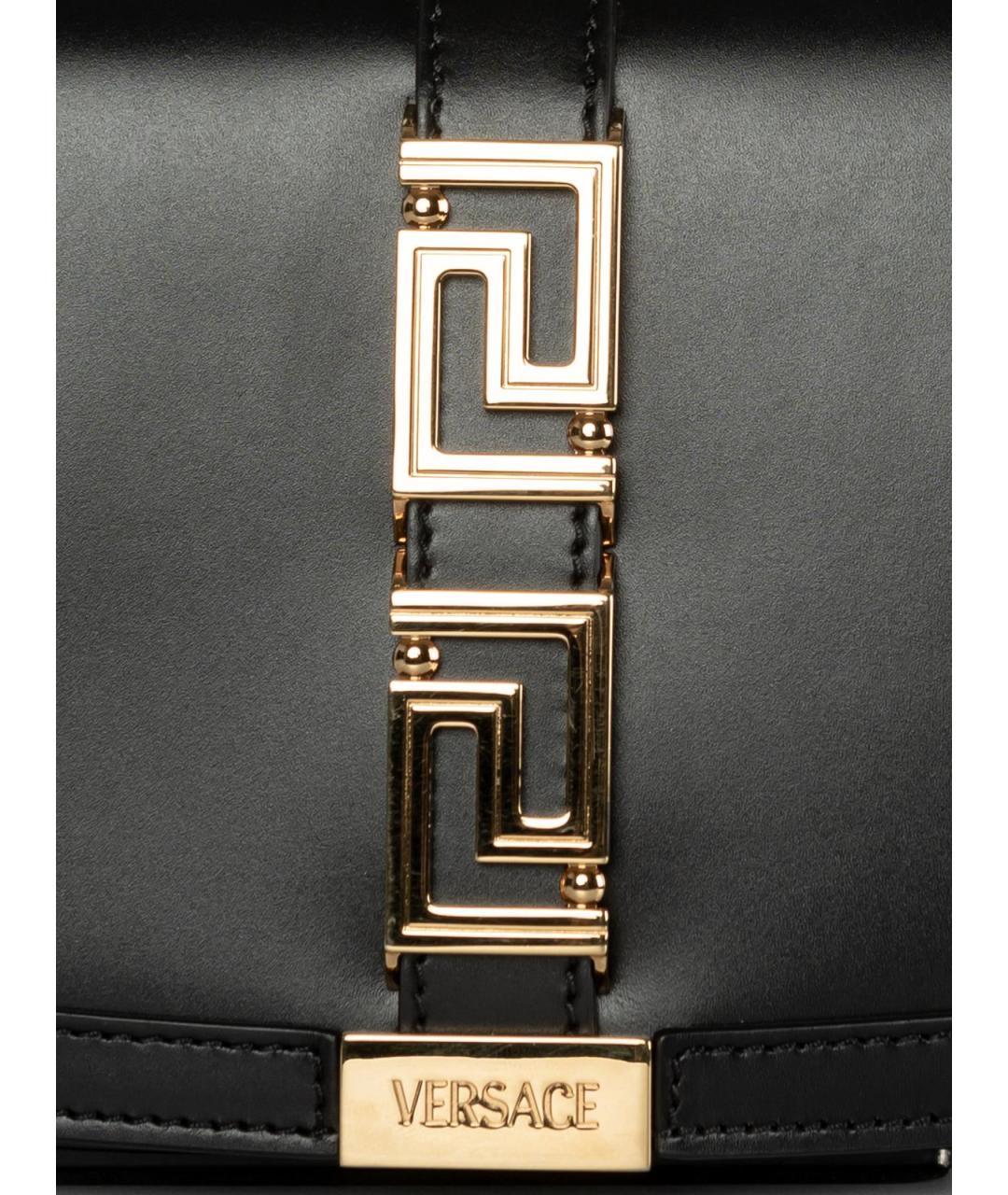 VERSACE Черная кожаная сумка тоут, фото 3