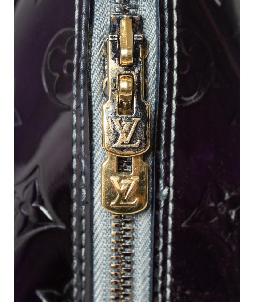 LOUIS VUITTON Синяя сумка тоут из лакированной кожи, фото 5