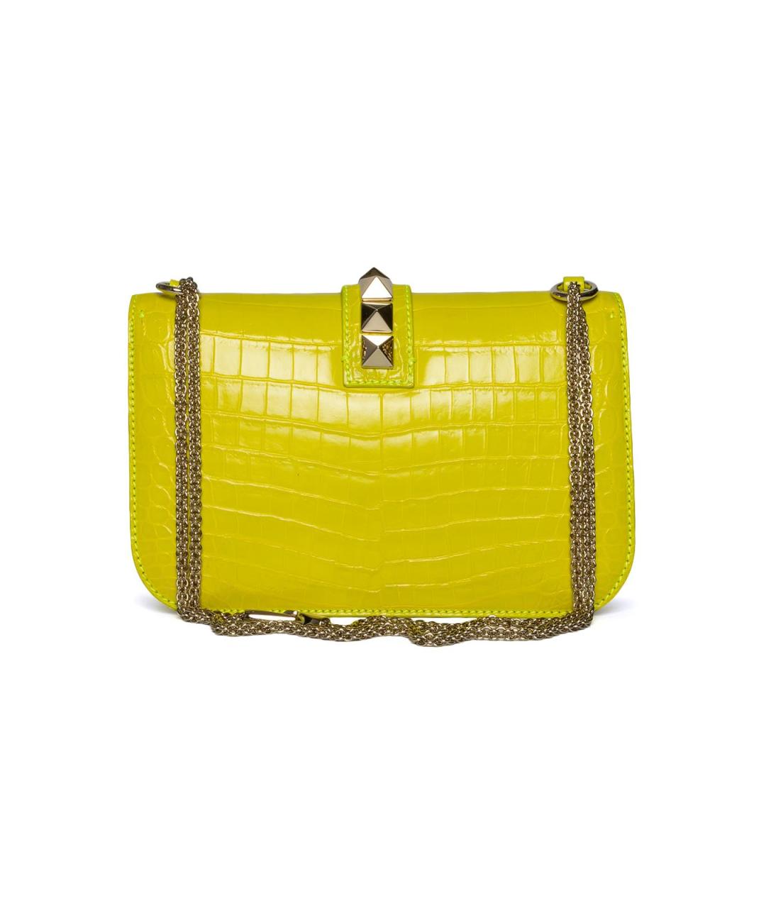 VALENTINO Желтая кожаная сумка тоут, фото 4