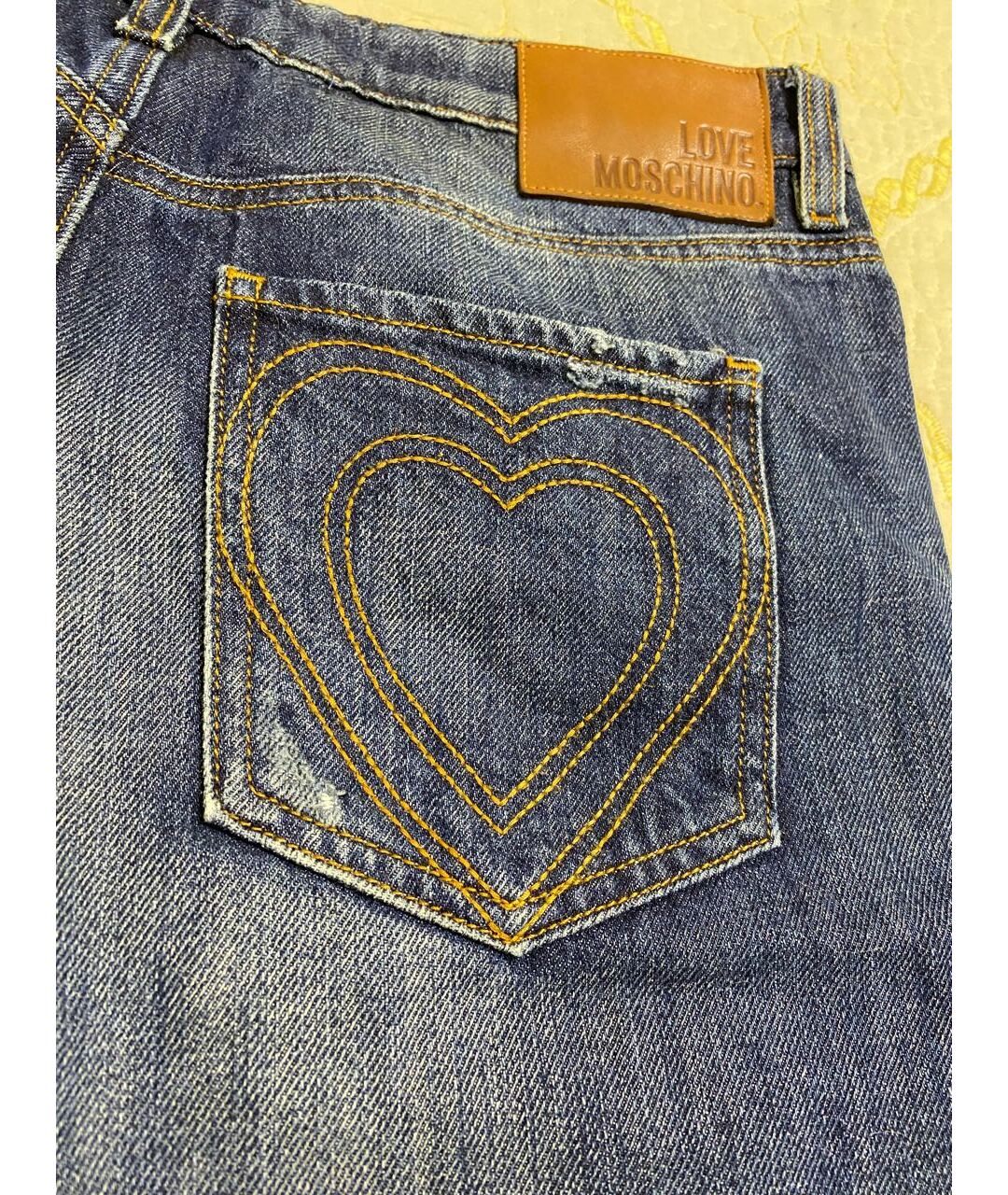 LOVE MOSCHINO Синие хлопковые прямые джинсы, фото 8