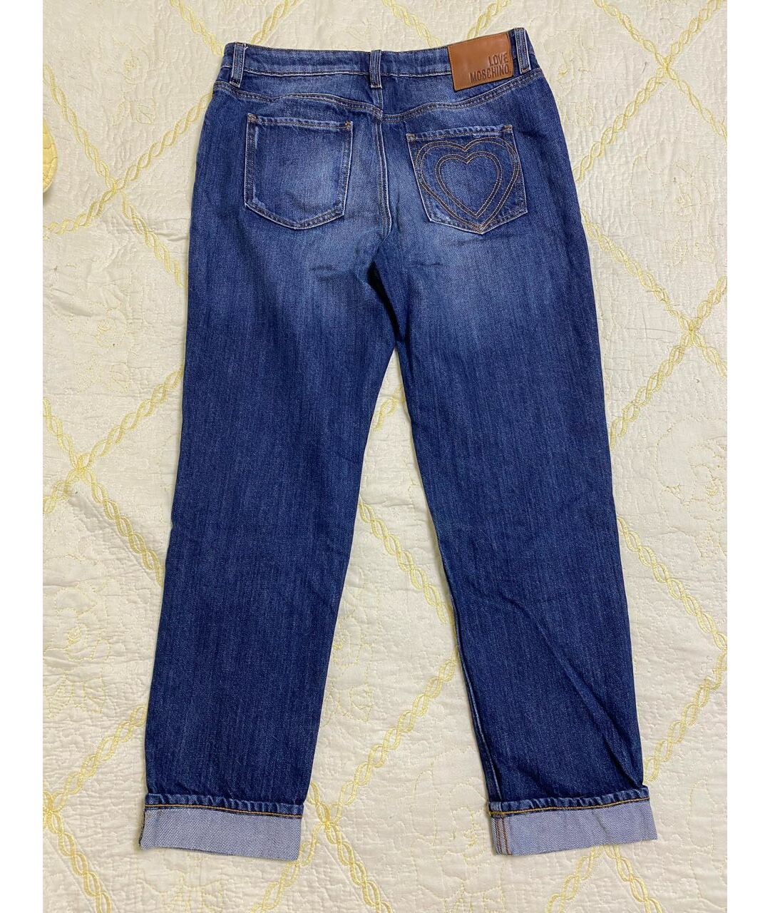 LOVE MOSCHINO Синие хлопковые прямые джинсы, фото 2