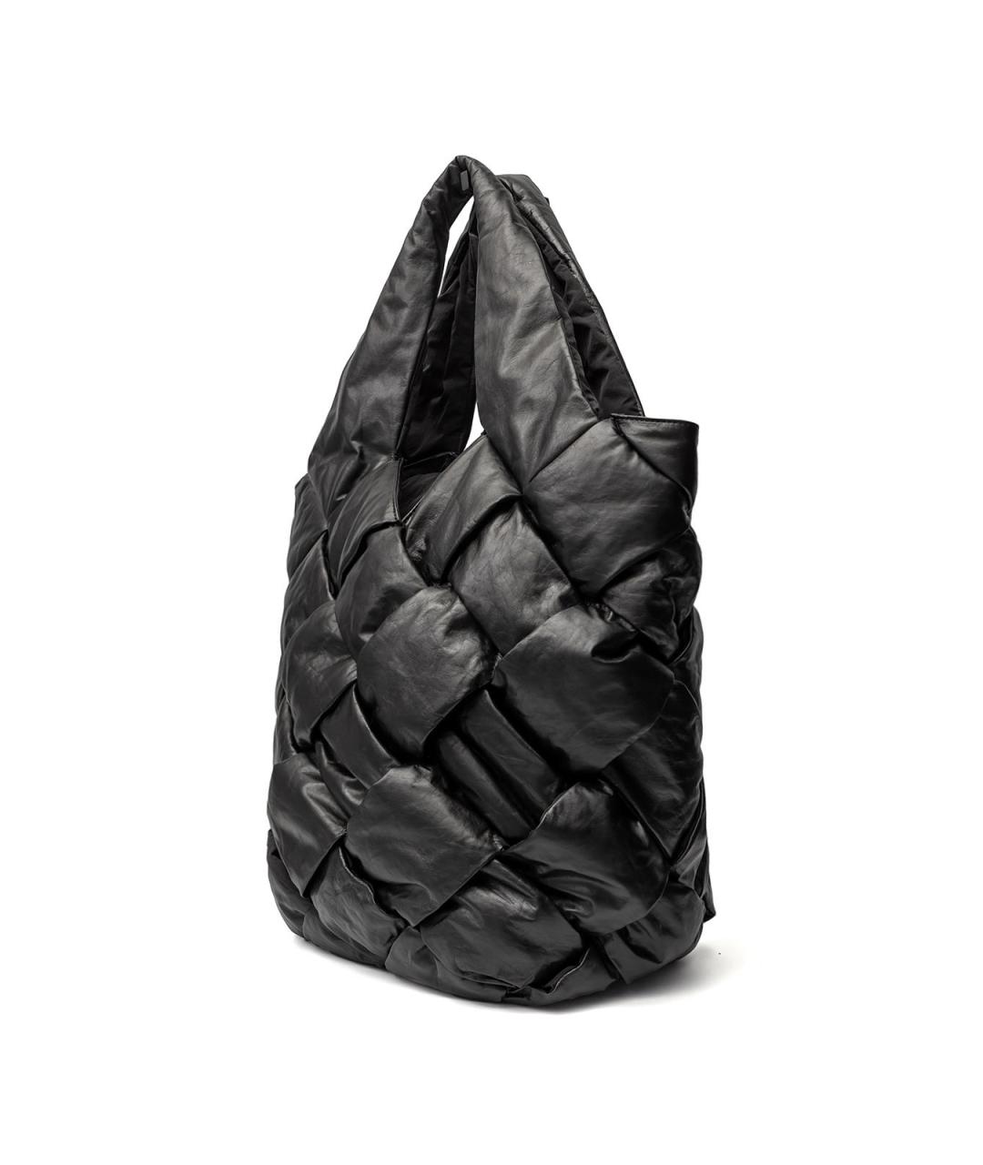 BOTTEGA VENETA Черная кожаная сумка тоут, фото 3
