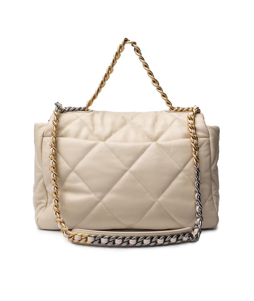 CHANEL Бежевая кожаная сумка тоут, фото 4