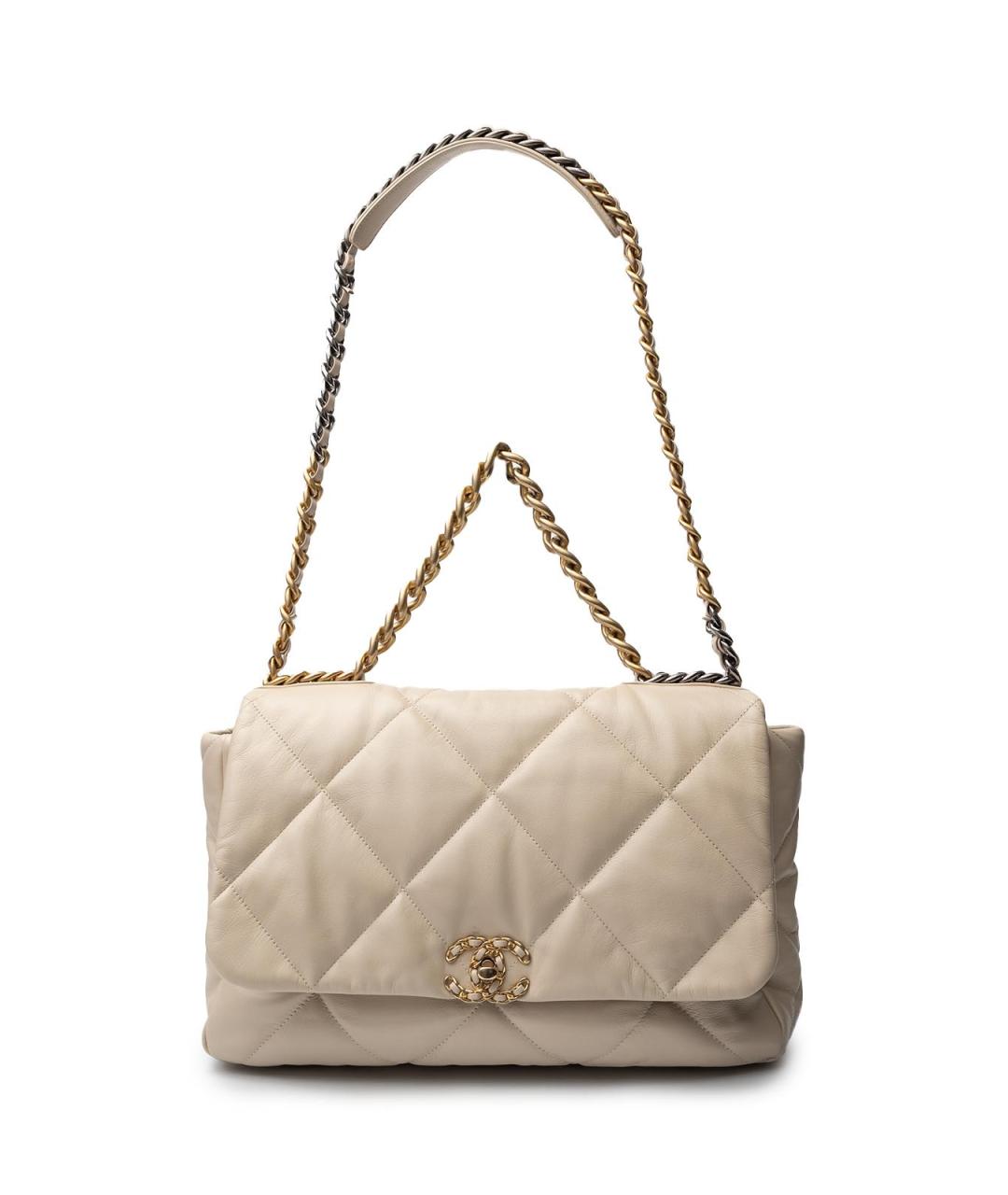 CHANEL Бежевая кожаная сумка тоут, фото 5