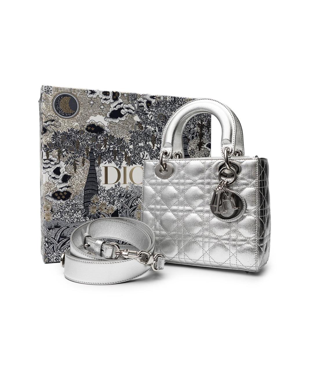 CHRISTIAN DIOR Серебряная кожаная сумка тоут, фото 5
