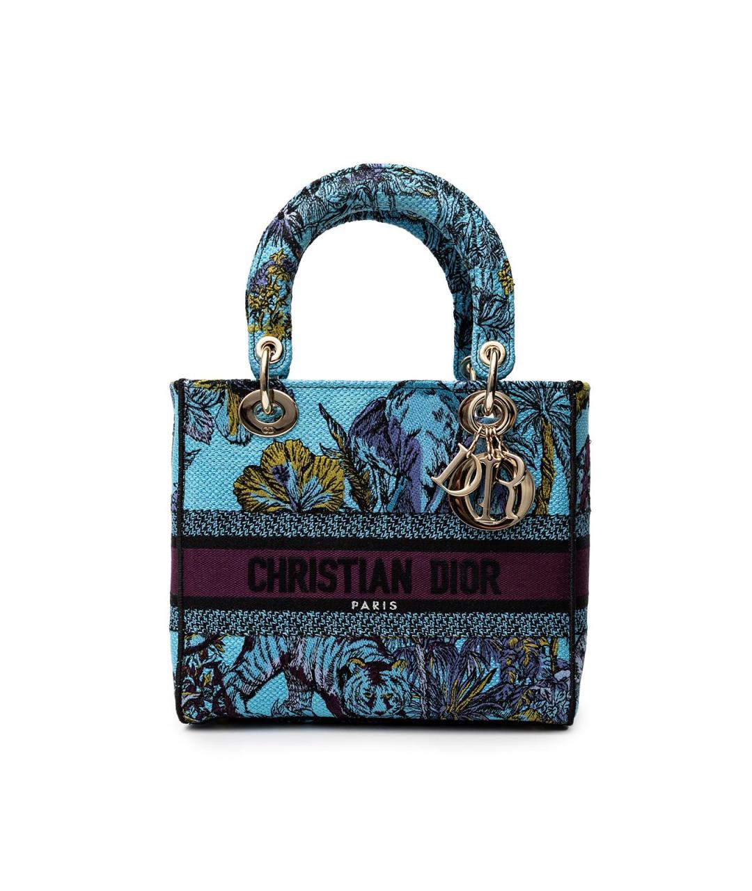 CHRISTIAN DIOR Голубая тканевая сумка тоут, фото 2