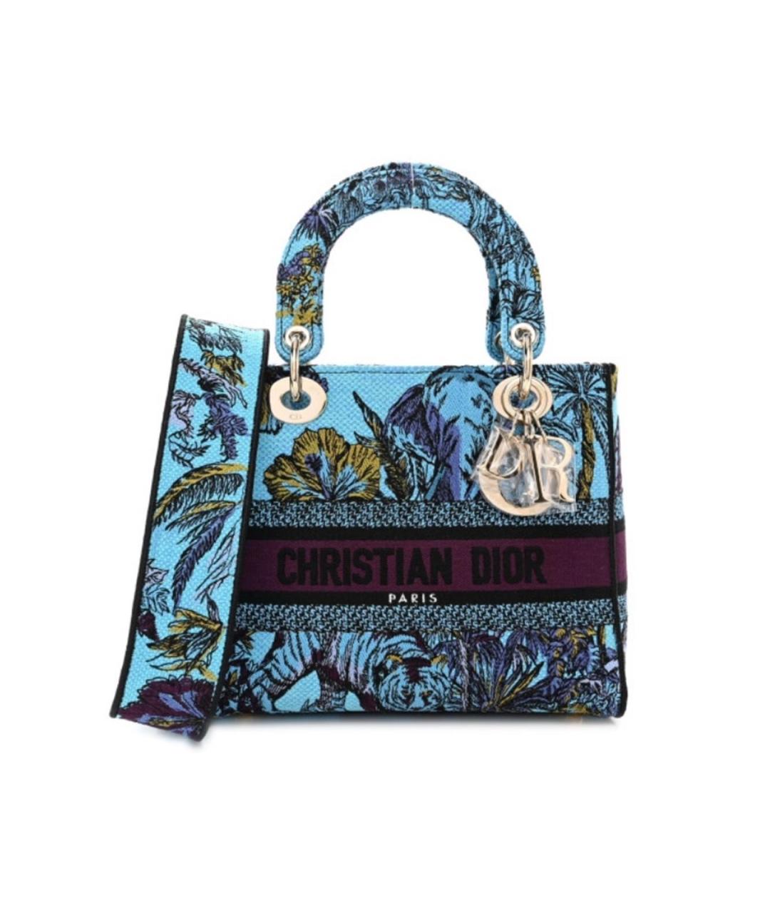 CHRISTIAN DIOR Голубая тканевая сумка тоут, фото 1