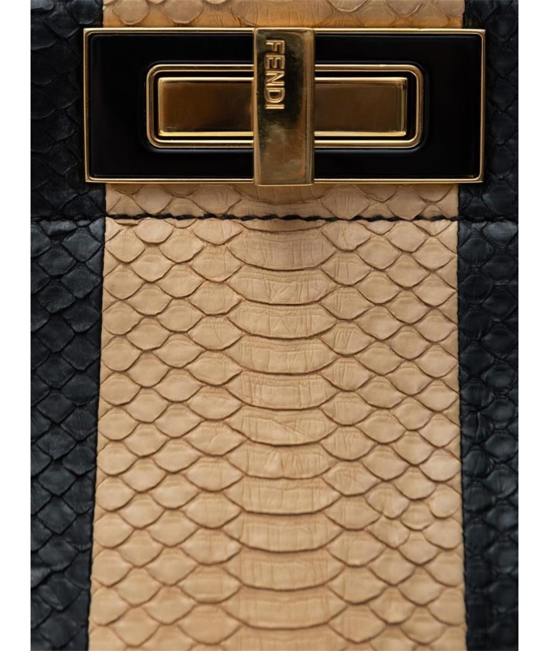 FENDI Черная сумка тоут из экзотической кожи, фото 5