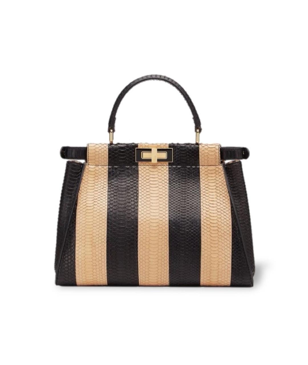 FENDI Черная сумка тоут из экзотической кожи, фото 1