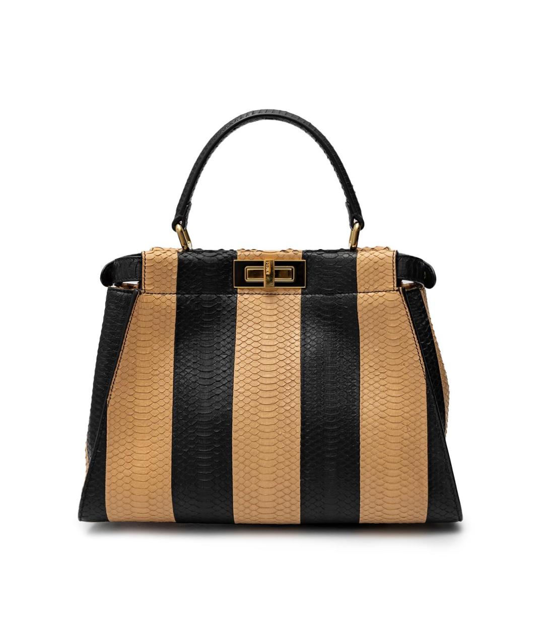 FENDI Черная сумка тоут из экзотической кожи, фото 2