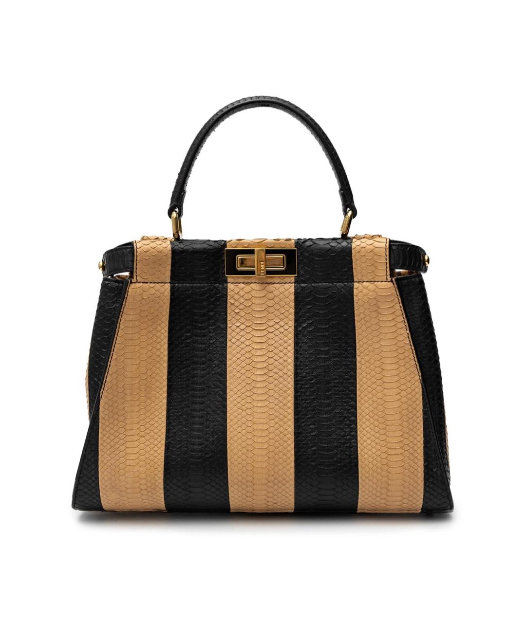 FENDI Черная сумка тоут из экзотической кожи, фото 4