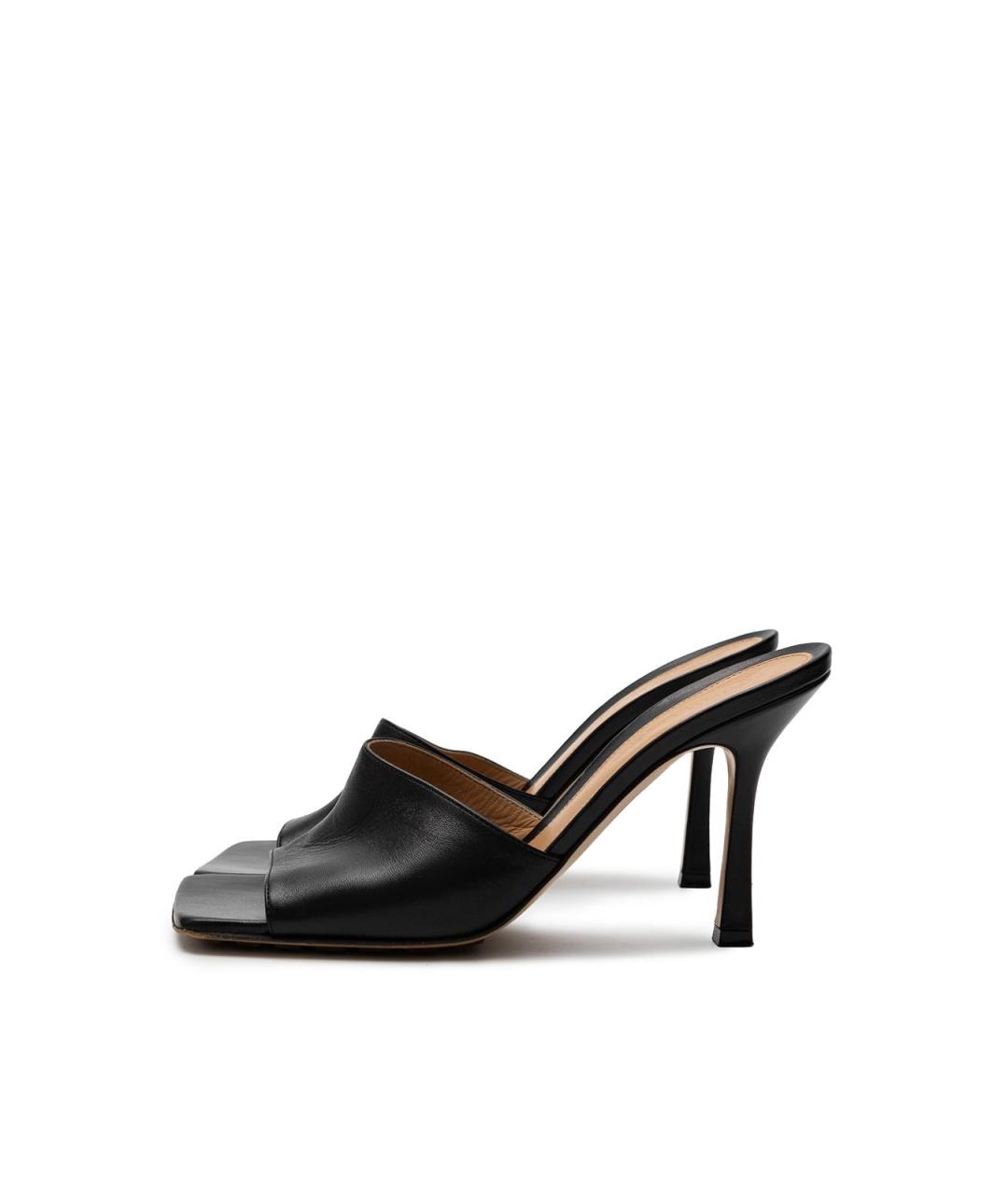 BOTTEGA VENETA Черные кожаные босоножки, фото 3