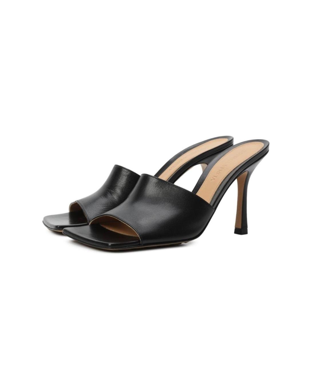 BOTTEGA VENETA Черные кожаные босоножки, фото 6