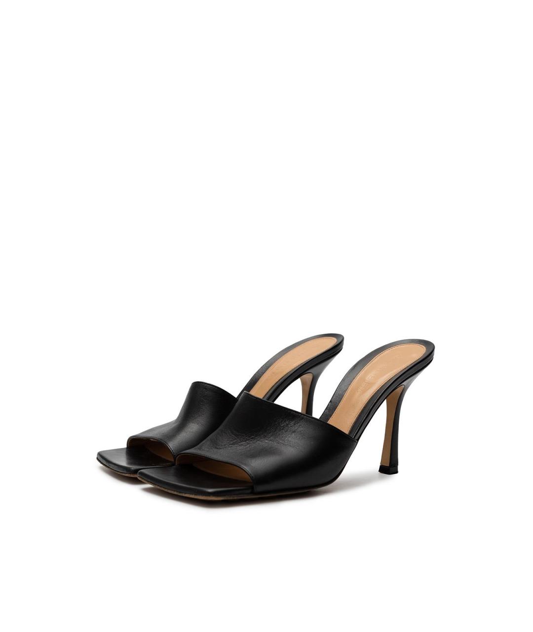 BOTTEGA VENETA Черные кожаные босоножки, фото 2
