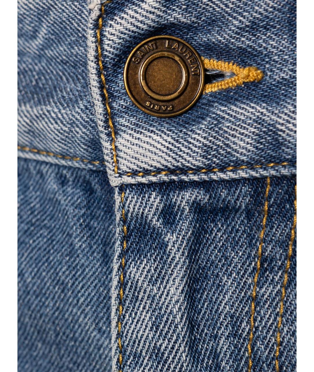 SAINT LAURENT Голубые хлопковые прямые джинсы, фото 3