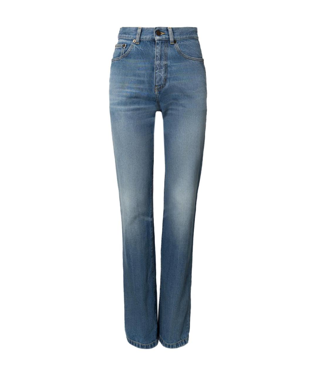 SAINT LAURENT Голубые хлопковые прямые джинсы, фото 1