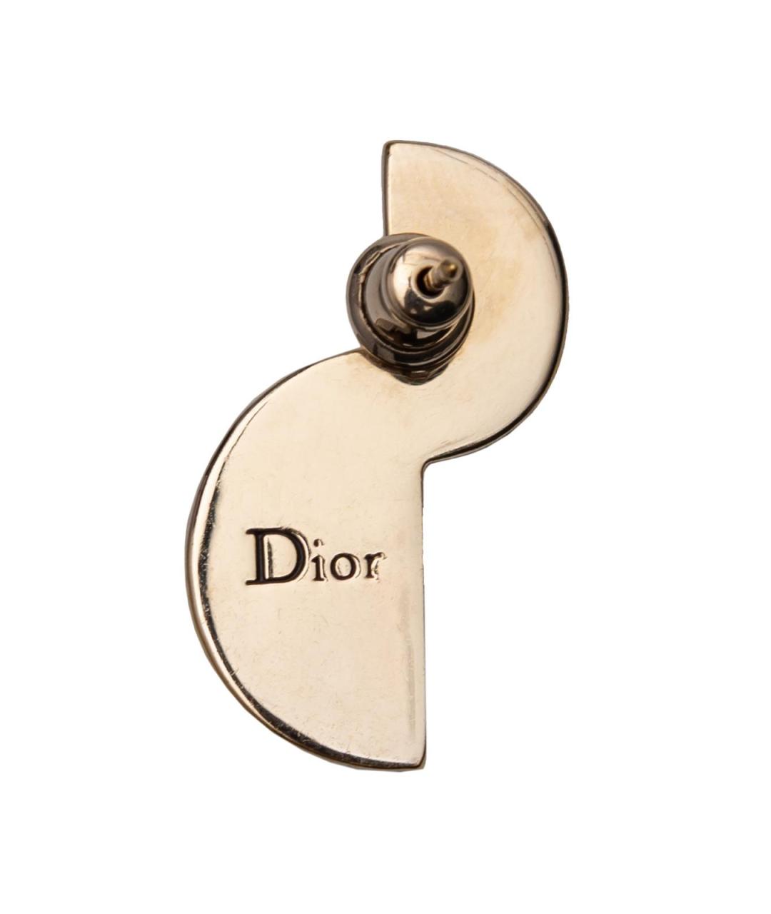 CHRISTIAN DIOR Белые металлические серьги, фото 3