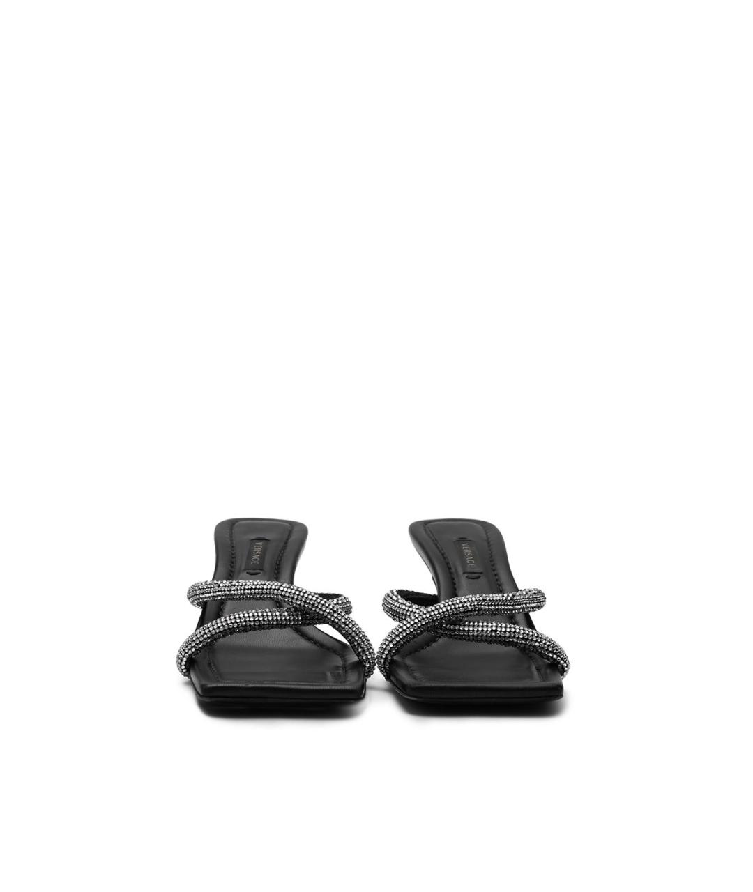 VERSACE Черные кожаные босоножки, фото 4