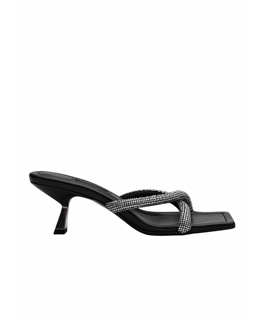 VERSACE Черные кожаные босоножки, фото 1