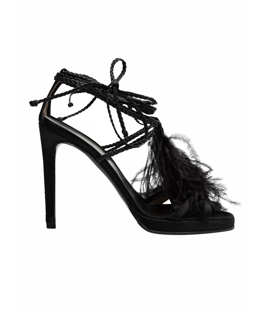 VALENTINO Черные текстильные босоножки, фото 1