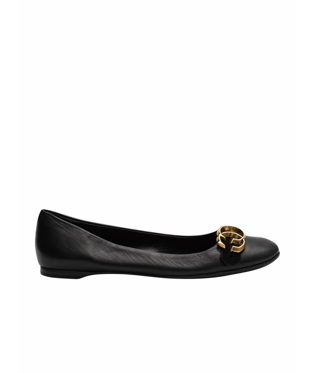 GUCCI Черные кожаные балетки, фото 1