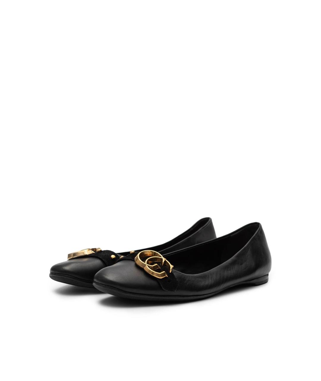 GUCCI Черные кожаные балетки, фото 2