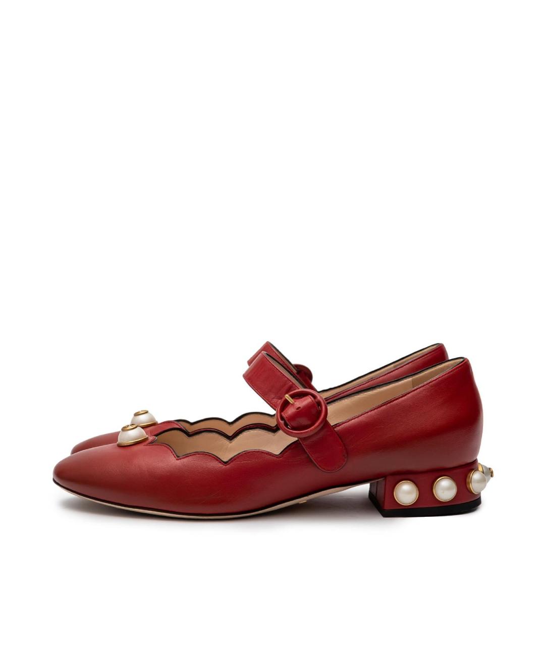 GUCCI Красные кожаные туфли, фото 5