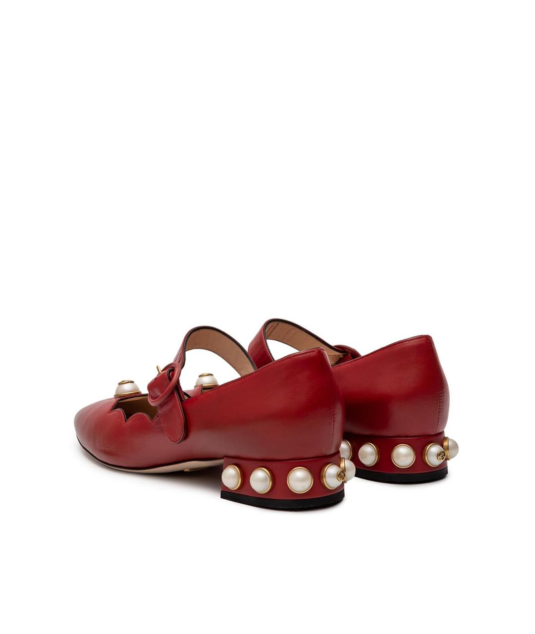 GUCCI Красные кожаные туфли, фото 3