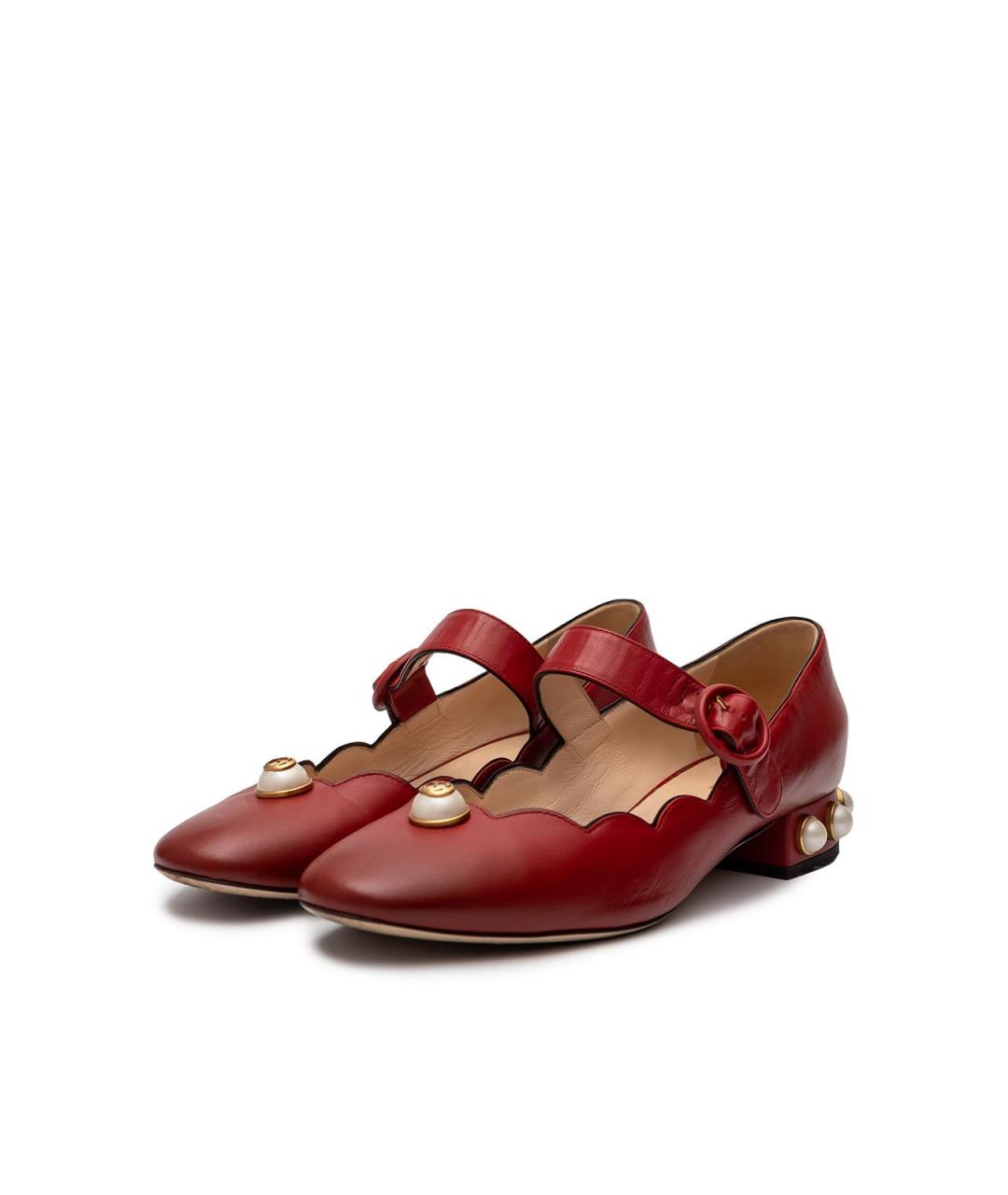 GUCCI Красные кожаные туфли, фото 2