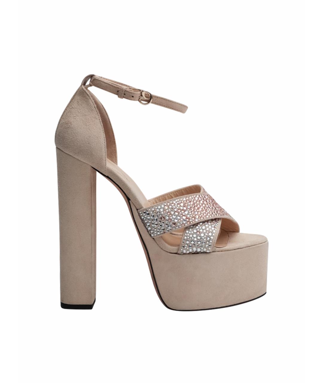 ELIE SAAB Бежевые замшевые босоножки, фото 1