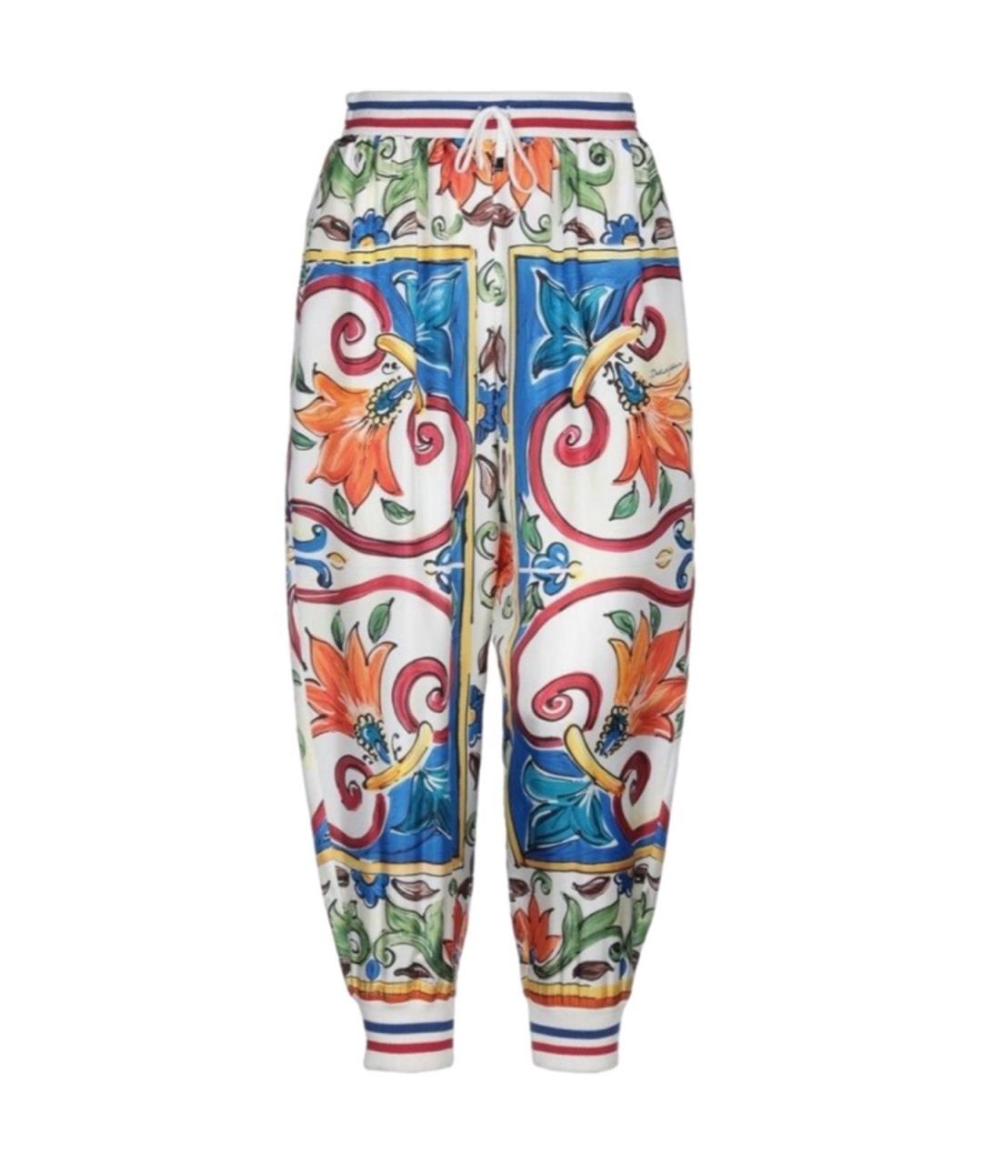 DOLCE&GABBANA Белые шелковые прямые брюки, фото 1