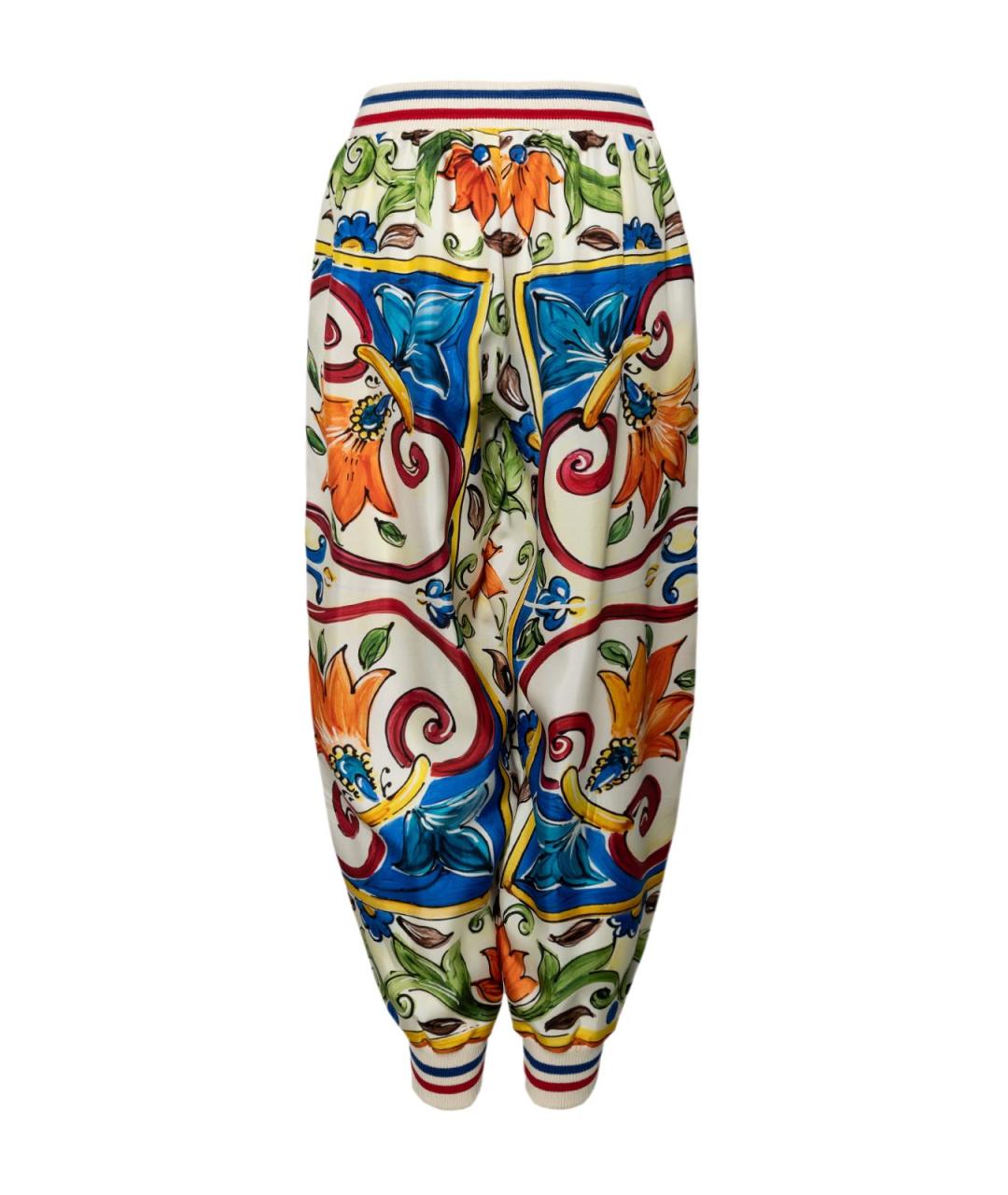 DOLCE&GABBANA Белые шелковые прямые брюки, фото 2