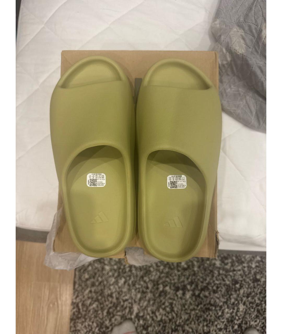 ADIDAS YEEZY Хаки резиновые шлепанцы, фото 3