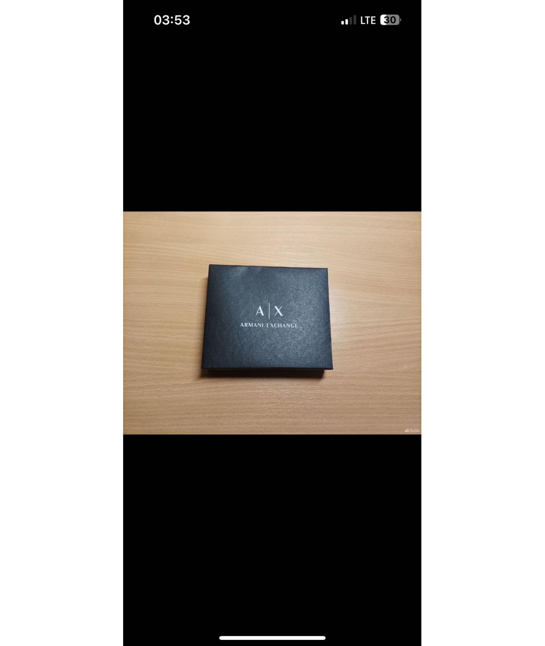 ARMANI EXCHANGE Черный кожаный кошелек, фото 6