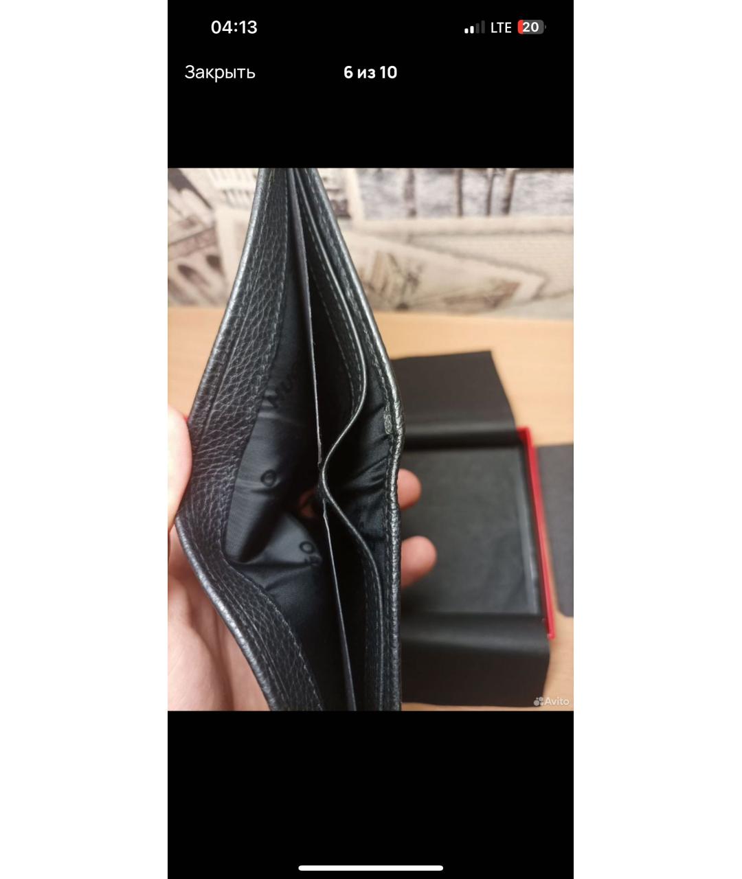 HUGO BOSS Черный кожаный кошелек, фото 5
