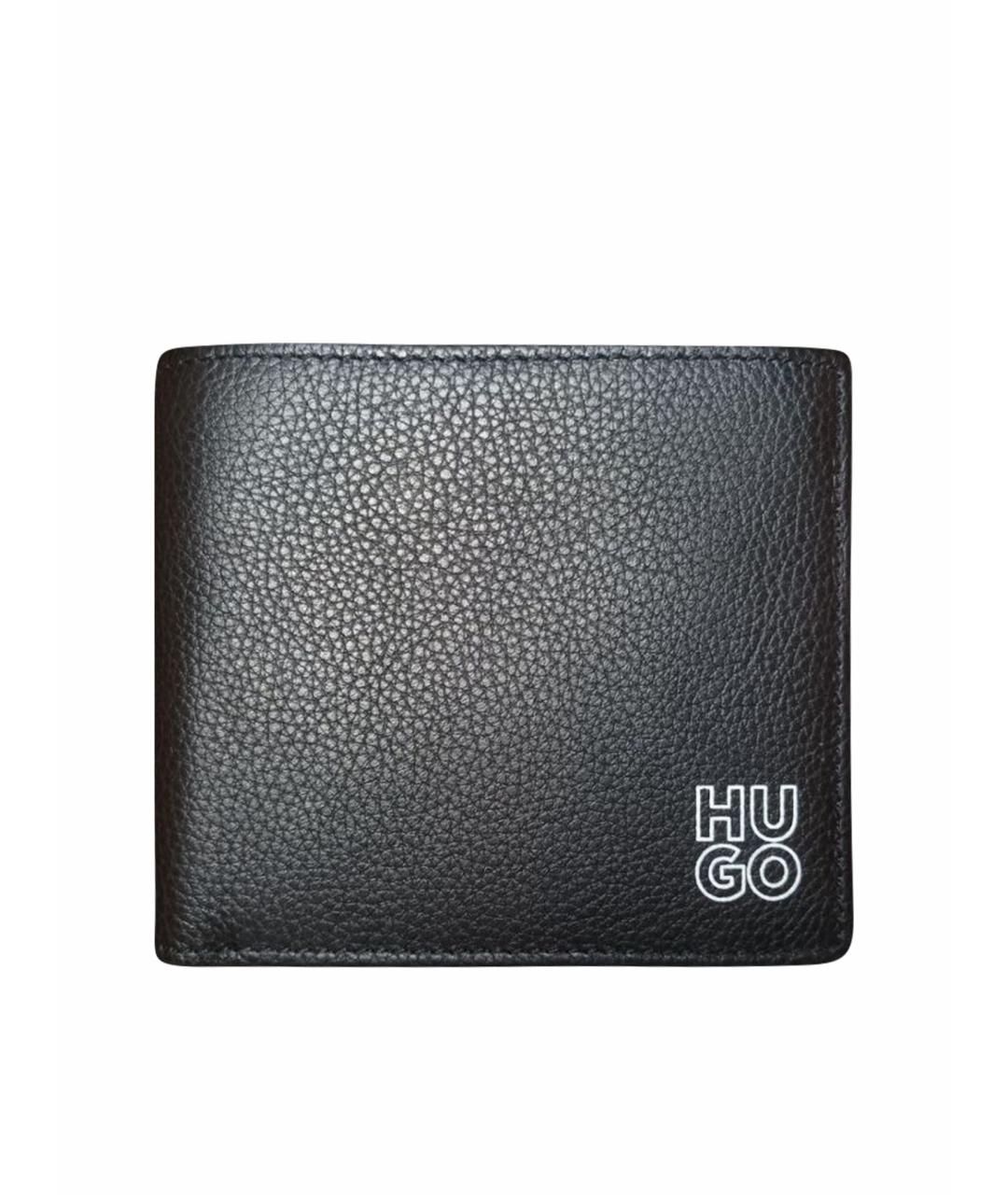 HUGO BOSS Черный кожаный кошелек, фото 1