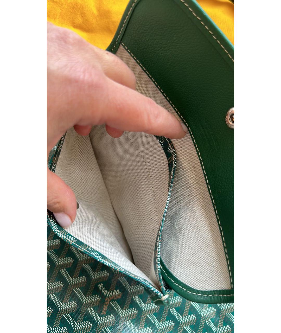 GOYARD Зеленая кожаная сумка тоут, фото 5