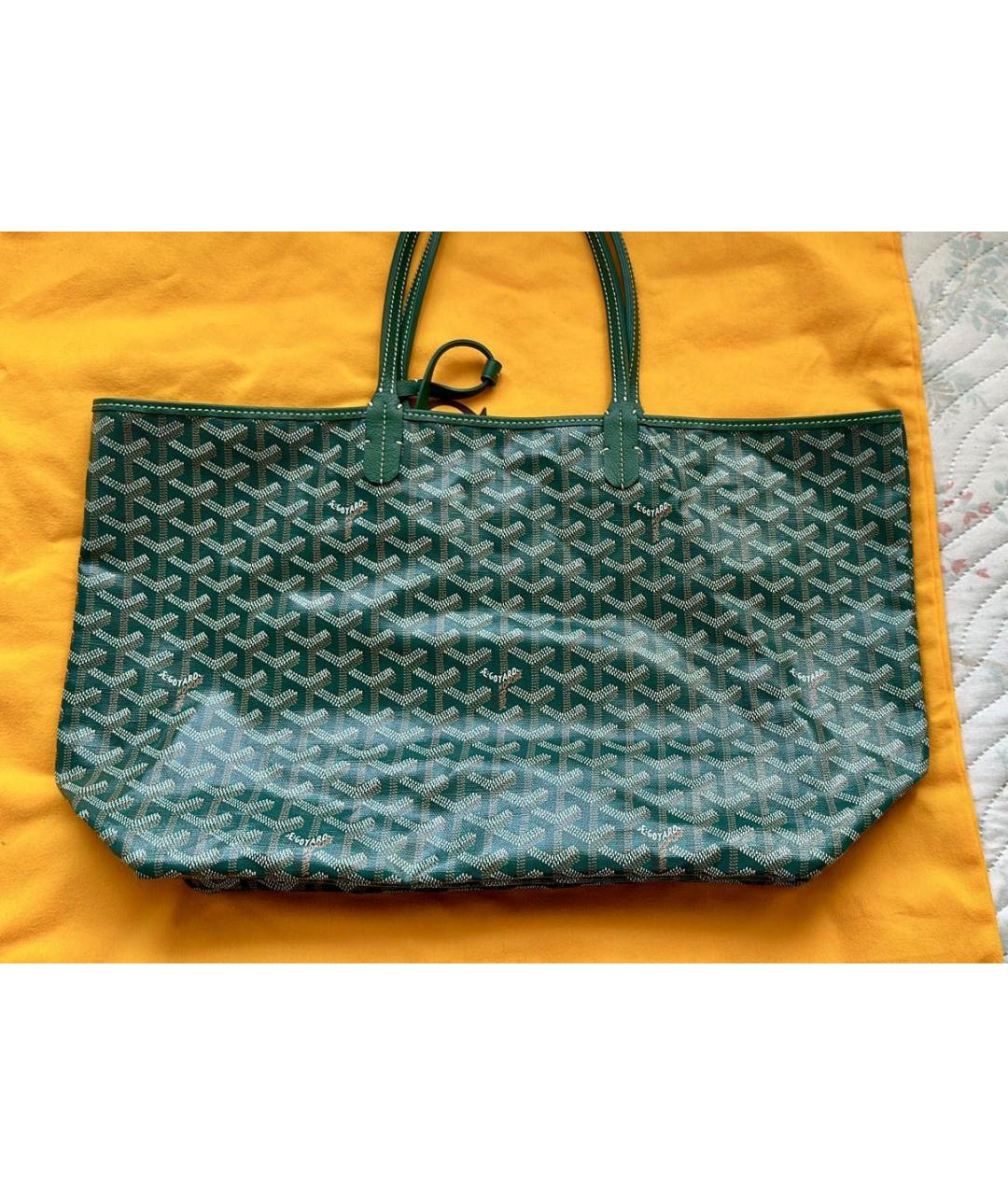 GOYARD Зеленая кожаная сумка тоут, фото 7