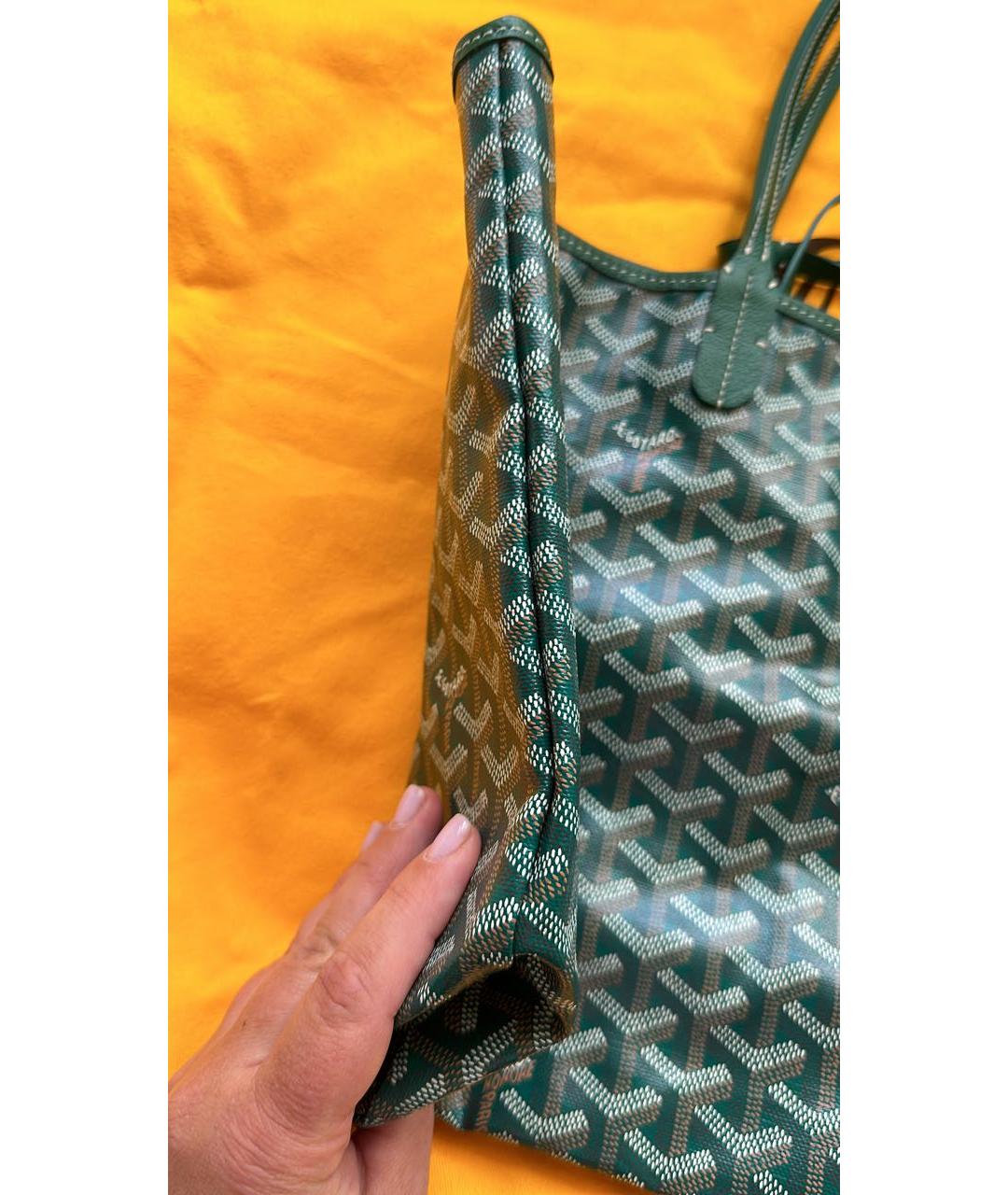 GOYARD Зеленая кожаная сумка тоут, фото 2