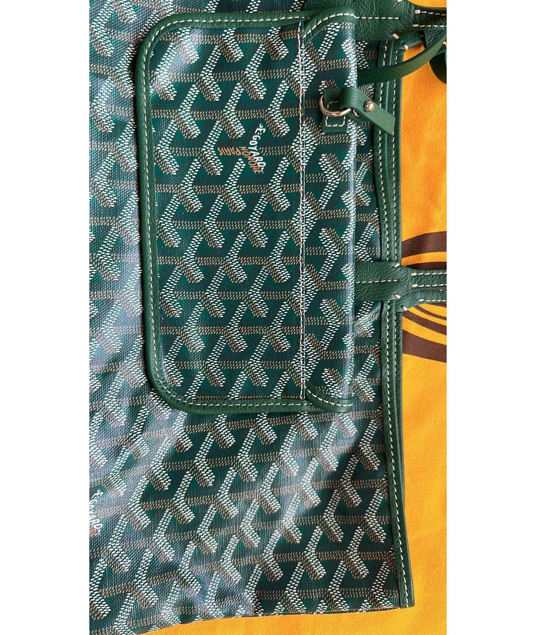 GOYARD Зеленая кожаная сумка тоут, фото 3