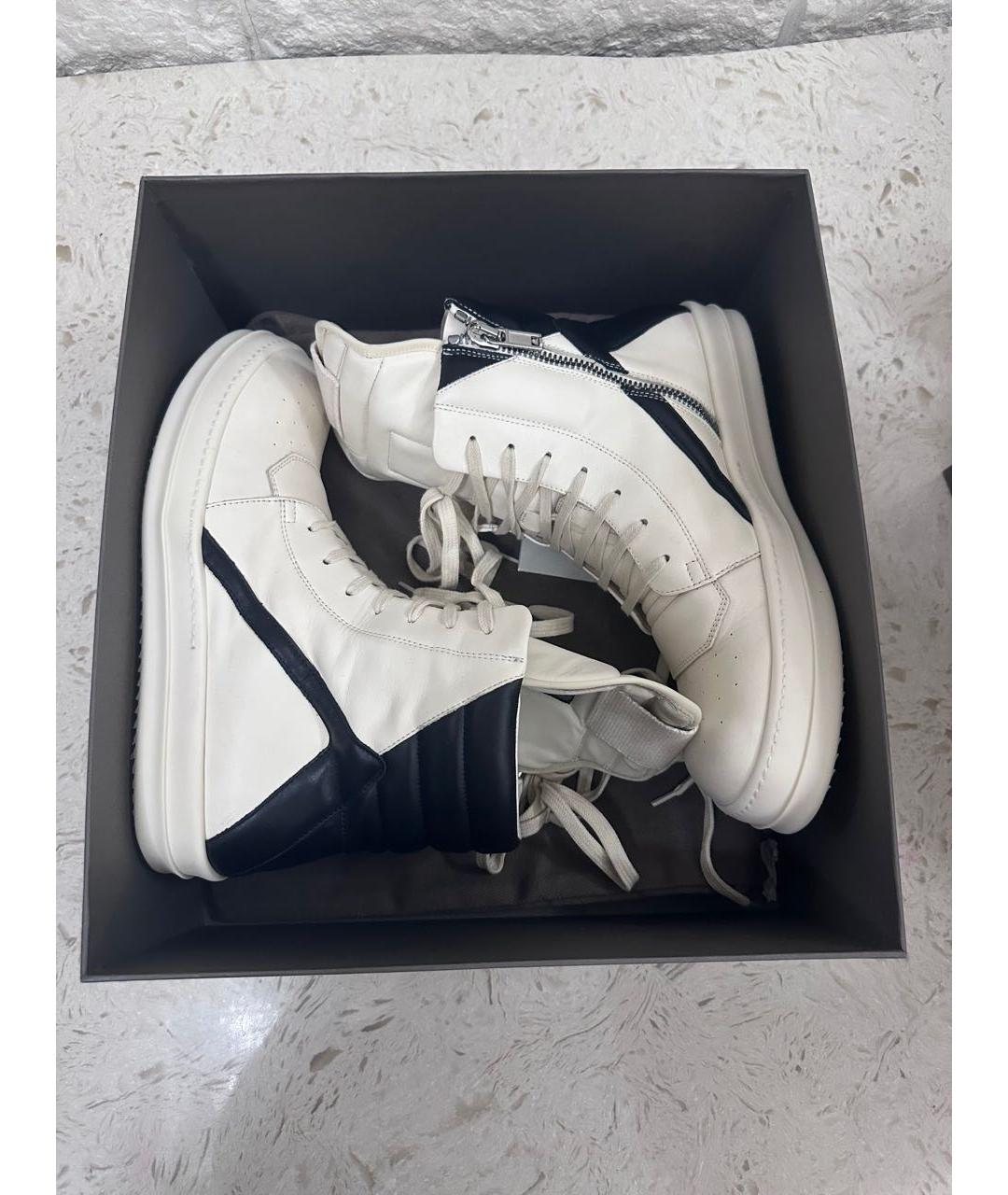 RICK OWENS Белые высокие кроссовки / кеды из искусственной кожи, фото 6