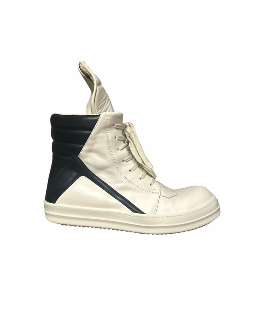 RICK OWENS Белые высокие кроссовки / кеды из искусственной кожи, фото 1