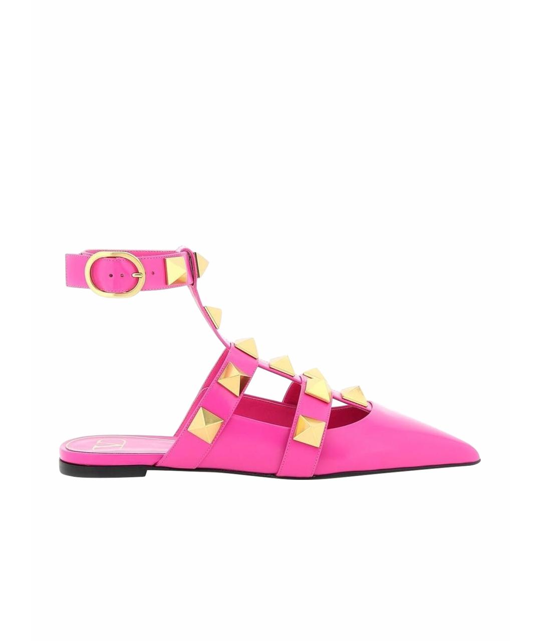 VALENTINO Розовые кожаные мюли, фото 1