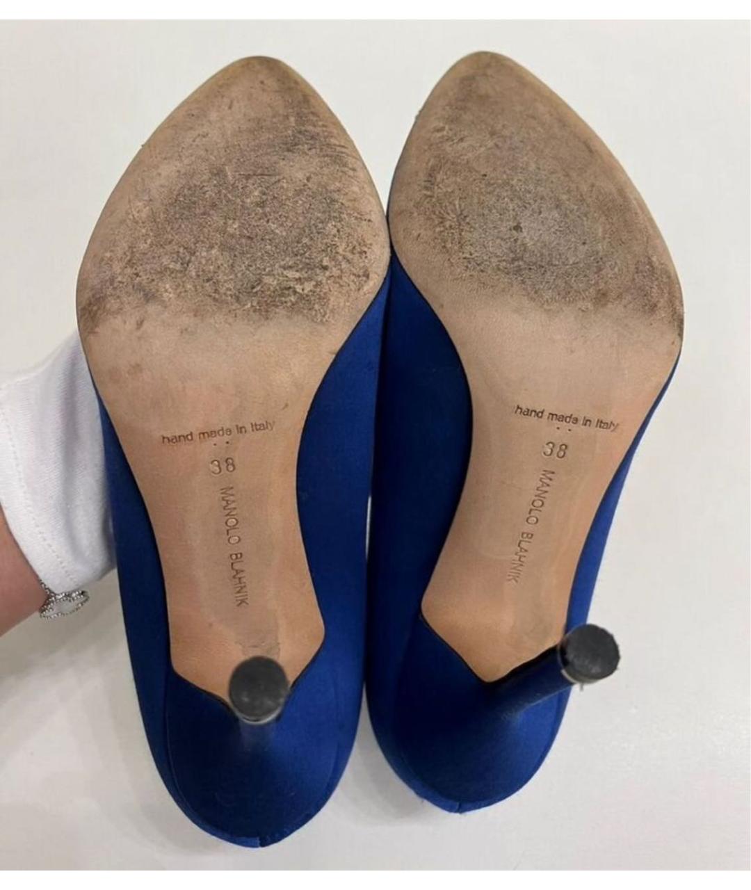 MANOLO BLAHNIK Синие текстильные туфли, фото 4