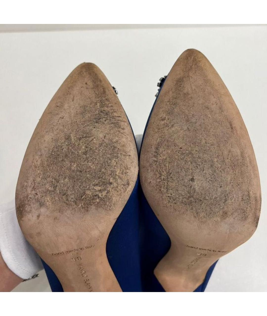 MANOLO BLAHNIK Синие текстильные туфли, фото 5
