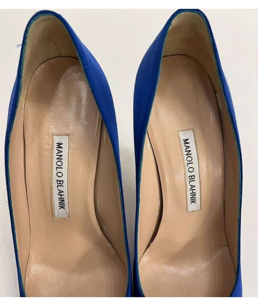 MANOLO BLAHNIK Синие текстильные туфли, фото 3