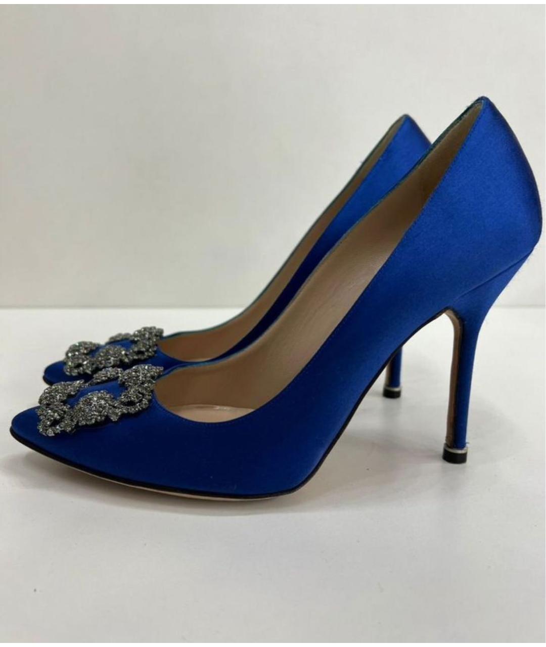 MANOLO BLAHNIK Синие текстильные туфли, фото 7