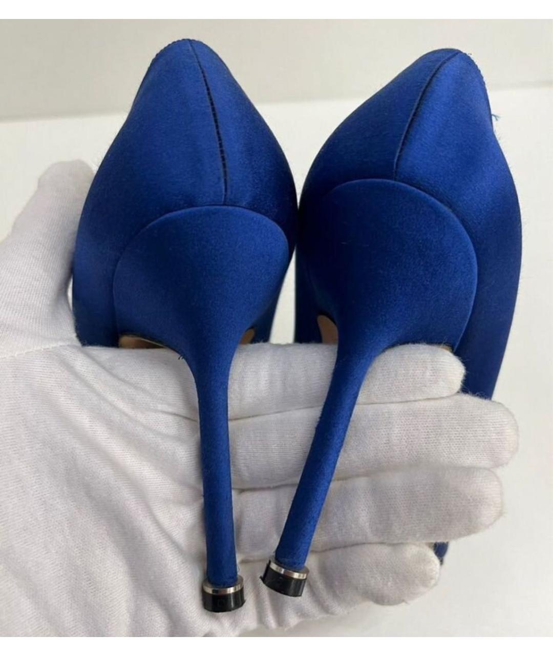 MANOLO BLAHNIK Синие текстильные туфли, фото 2