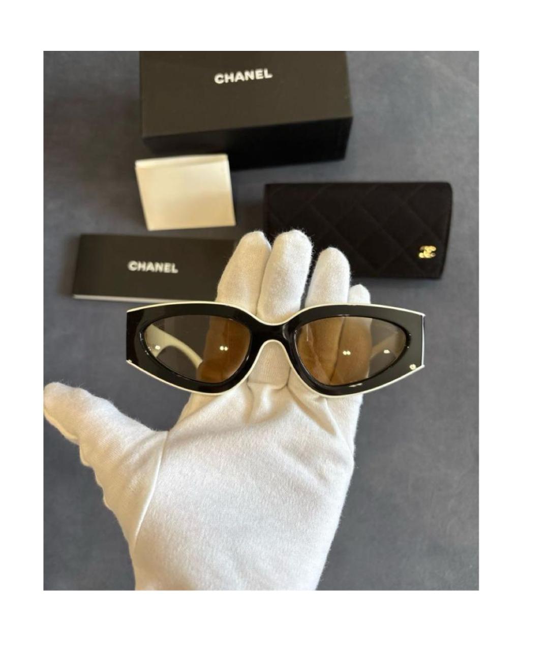 CHANEL Черные пластиковые солнцезащитные очки, фото 5